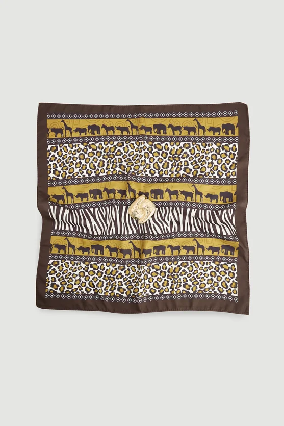 Accessory Detailed Animal Print Scarf Brown - Gusto