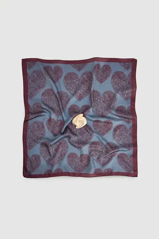 Accessory Detailed Heart Print Scarf - Grey - Gusto