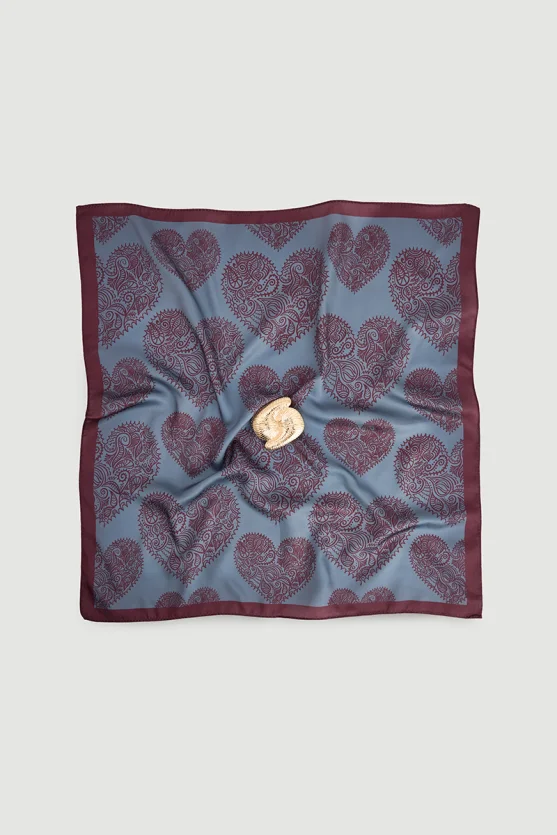 Accessory Detailed Heart Print Scarf Grey - 3