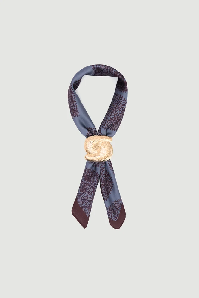 Accessory Detailed Heart Print Scarf Grey Gray