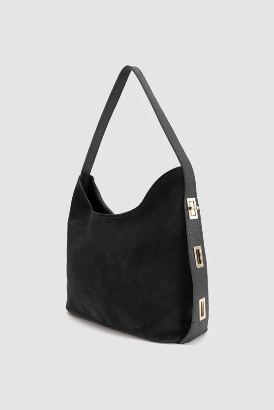 Adjustable Strap Suede Bag Black - 4