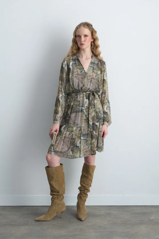 Anka Collection Belted Viscose Dress Green - 2