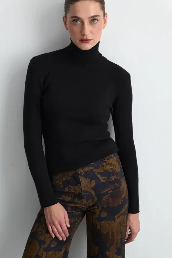 Anka Collection Canvas Straight-Leg Pants - Navy Blue - 2