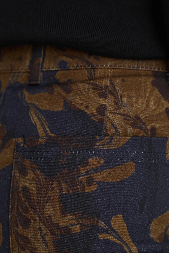 Anka Collection Canvas Straight Leg Pants Navy Blue - 4