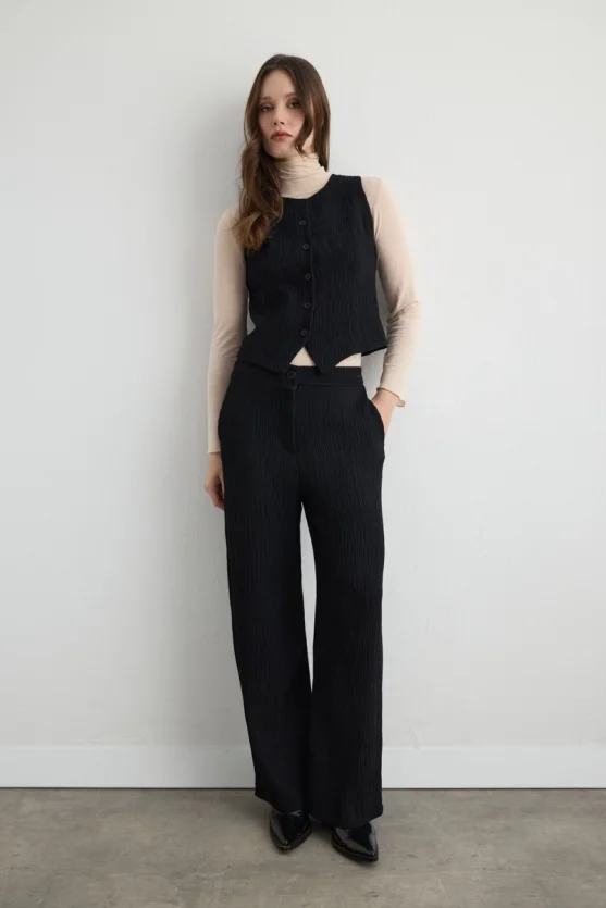 Anka Collection Crinkle Pants - Black - 5