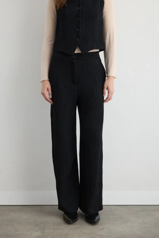 Anka Collection Crinkle Pants - Black - 3