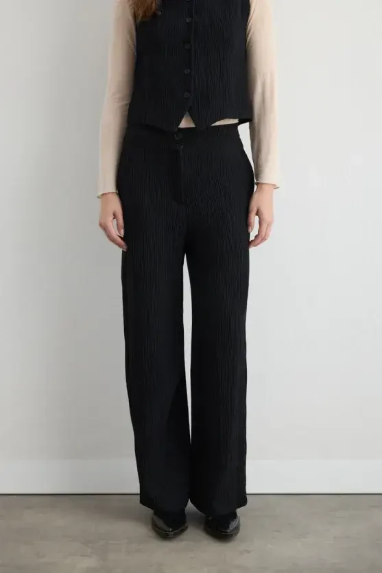 Anka Collection Crinkle Pants - Black - 3