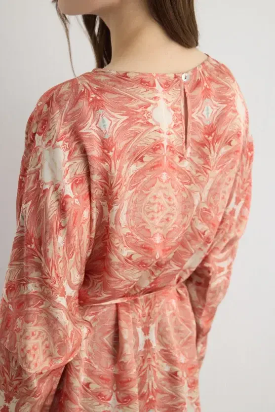 Anka Collection Drawstring Blouse - Pink - 8