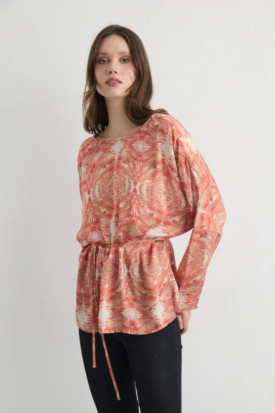 Anka Collection Drawstring Blouse Pink - 3