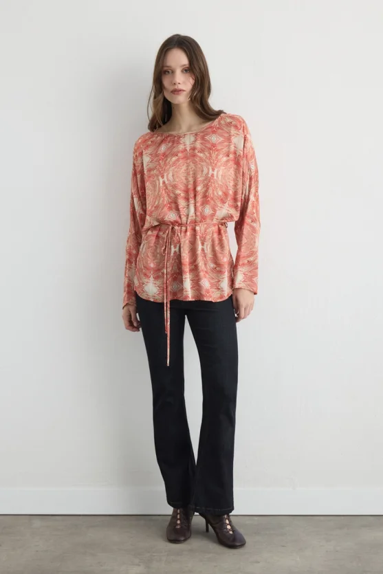 Anka Collection Drawstring Blouse Pink - 2