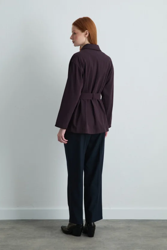 Anka Collection Embroidered Canvas Jacket Plum - 10