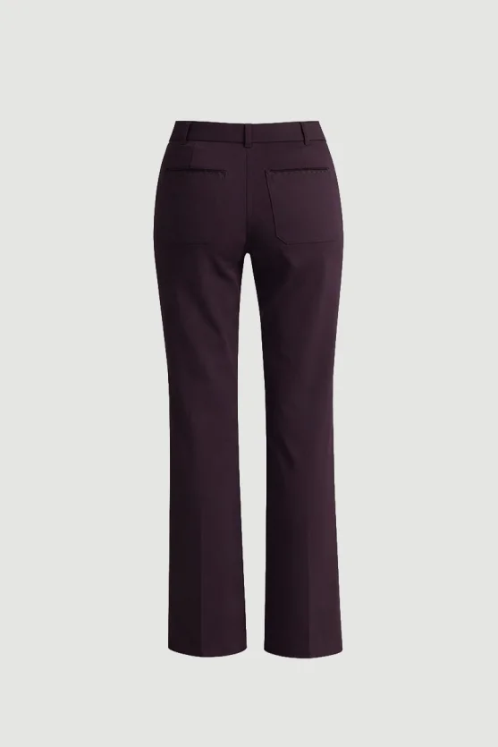 Anka Collection Embroidered Pocket Canvas Pants Plum - 8