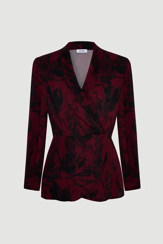 Anka Collection Fitted Viscose Blouse – Burgundy - Gusto