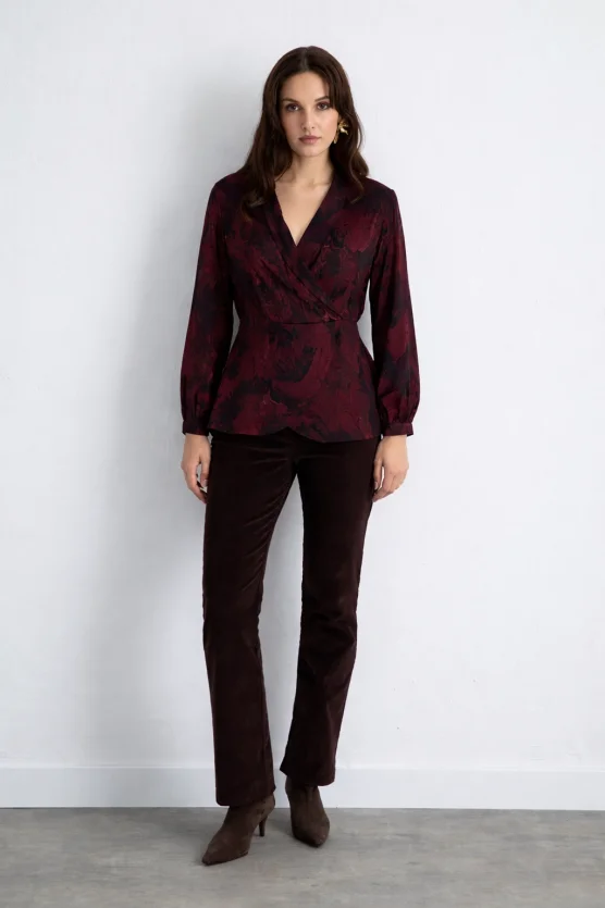 Anka Collection Fitted Viscose Blouse – Burgundy - 2