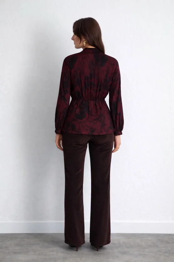 Anka Collection Fitted Viscose Blouse – Burgundy - 3