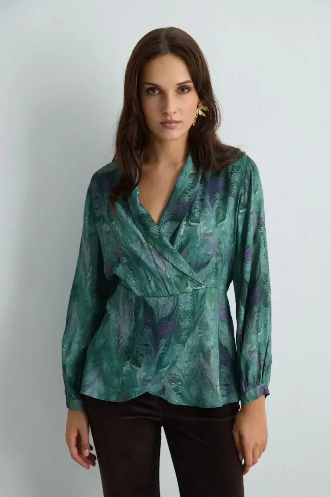 Anka Collection Fitted Viscose Blouse - Green Green