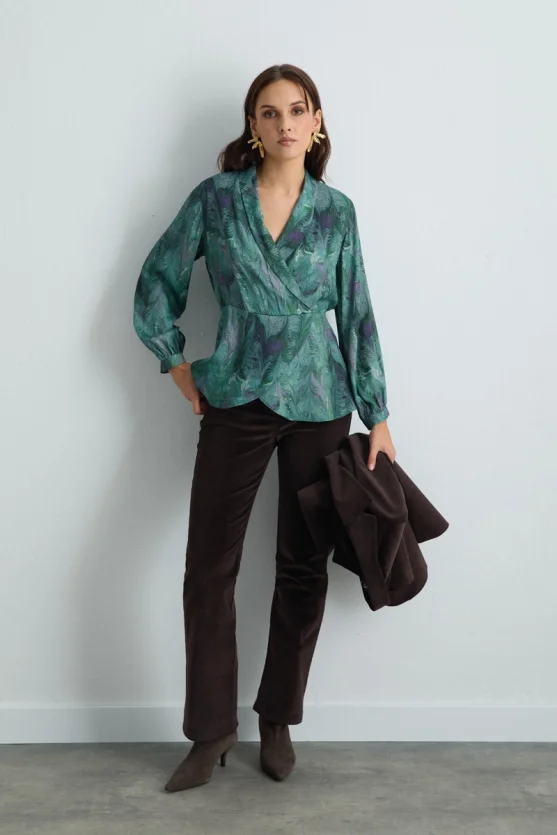 Anka Collection Fitted Viscose Blouse Green - Gusto