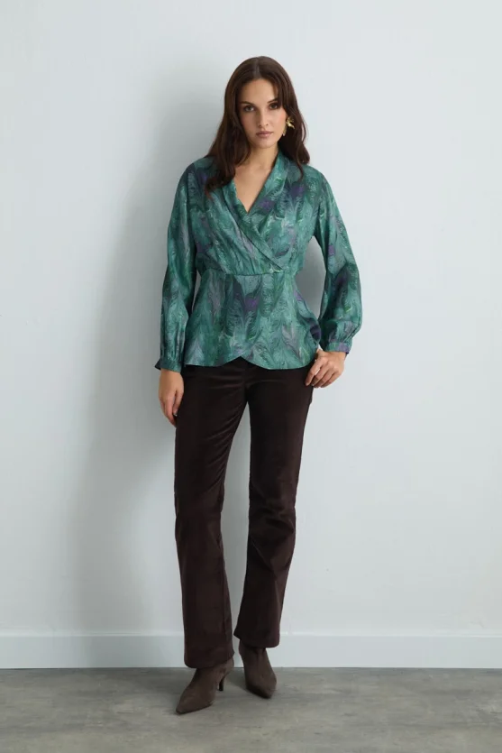 Anka Collection Fitted Viscose Blouse Green - Gusto