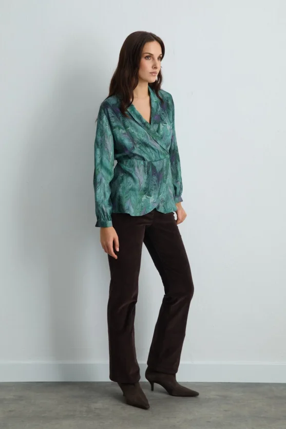 Anka Collection Fitted Viscose Blouse Green - 4
