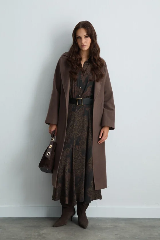 Anka Collection Long Patterned Flared Skirt Brown - 3