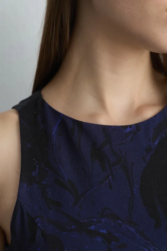 Anka Collection Long Viscose Dress Navy Blue - 3