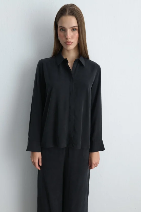 Anka Collection Lyocell Shirt - Black - 2