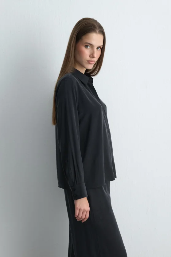 Anka Collection Lyocell Shirt - Black - 4