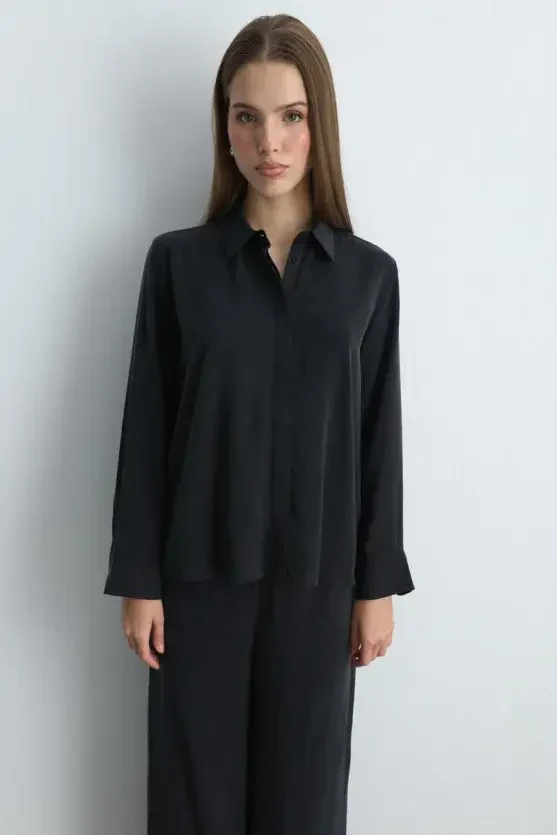 Anka Collection Lyocell Shirt - Black - 2