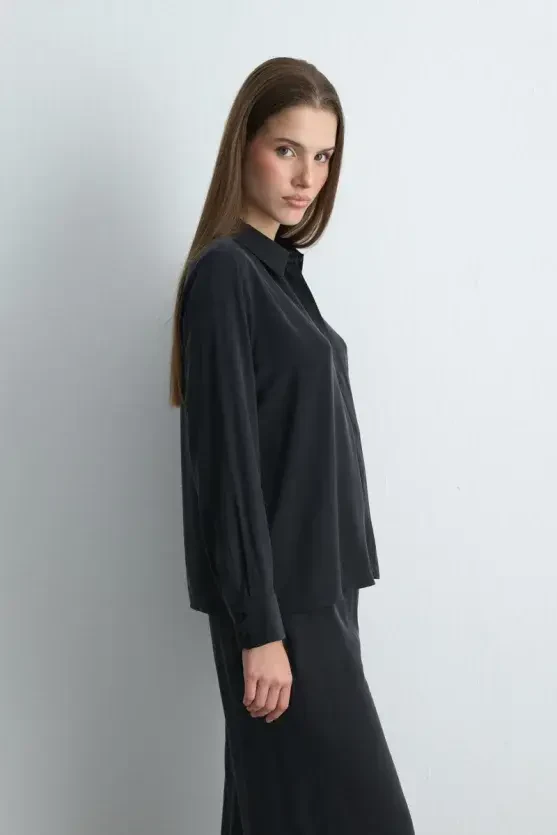 Anka Collection Lyocell Shirt - Black - 4