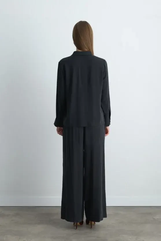 Anka Collection Lyocell Shirt - Black - Gusto