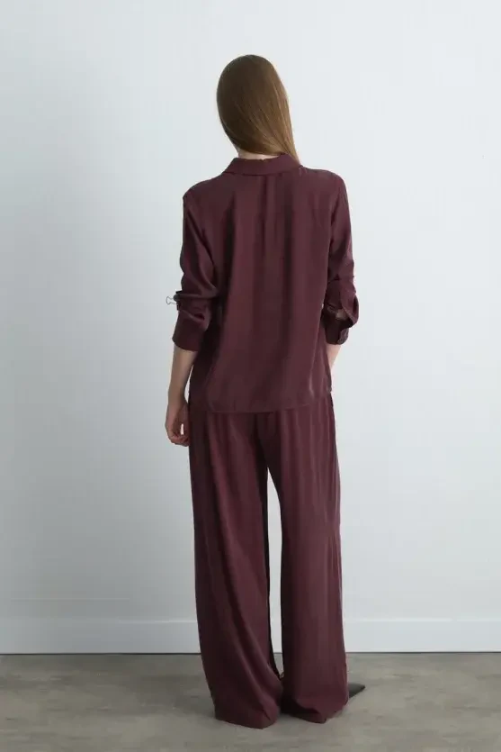 Anka Collection Lyocell Shirt - Burgundy - Gusto
