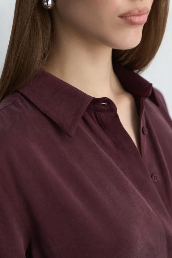 Anka Collection Lyocell Shirt Burgundy - Gusto