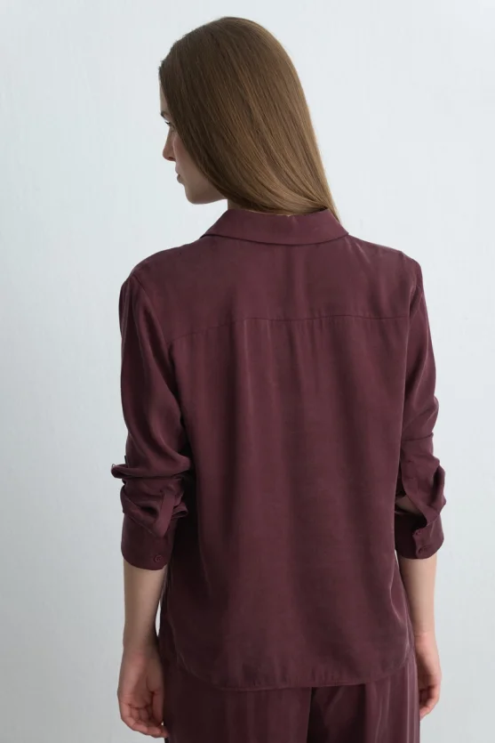 Anka Collection Lyocell Shirt Burgundy - 4