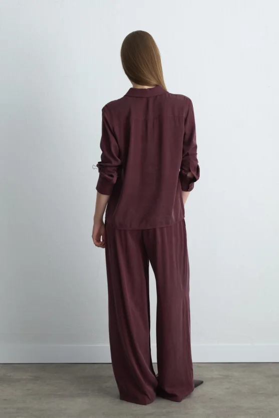 Anka Collection Lyocell Shirt Burgundy - Gusto