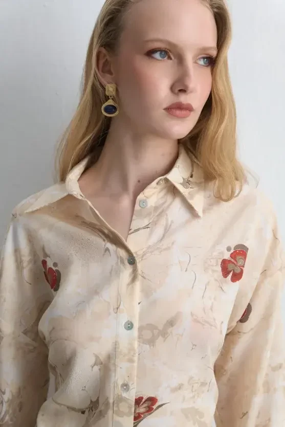 Anka Collection Lyocell Shirt - Ecru - 3