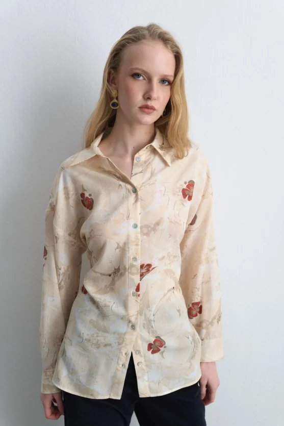 Anka Collection Lyocell Shirt Ecru - 4