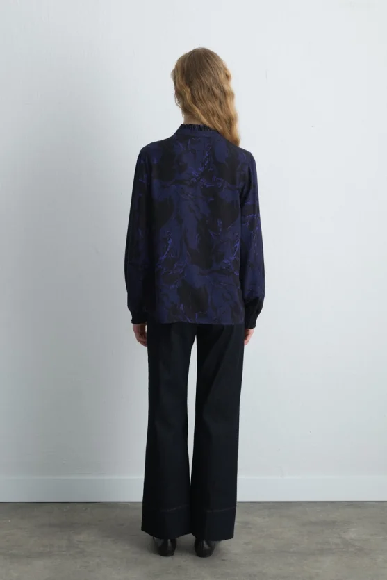Anka Collection Patterned Blouse Navy Blue - 6