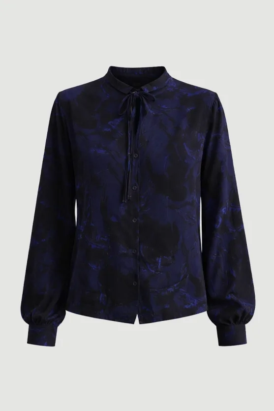 Anka Collection Patterned Blouse Navy Blue - Gusto