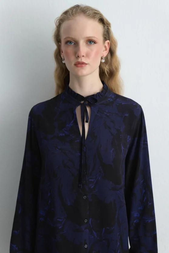 Anka Collection Patterned Blouse Navy Blue - 3
