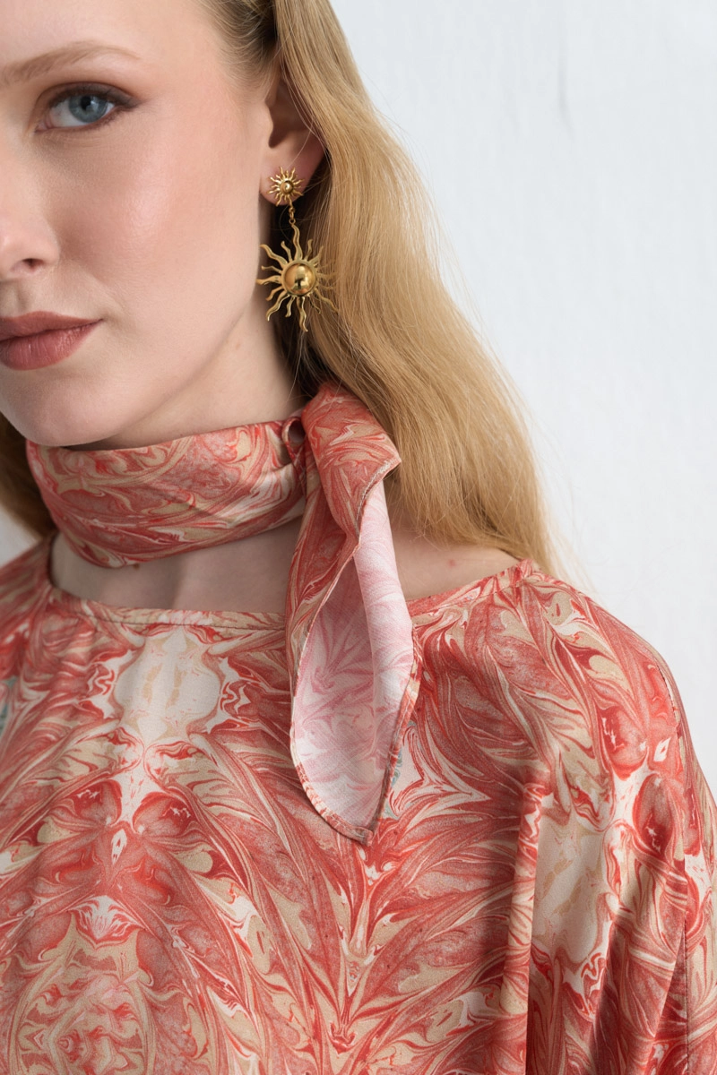 Anka Collection Patterned Scarf Pink - 2