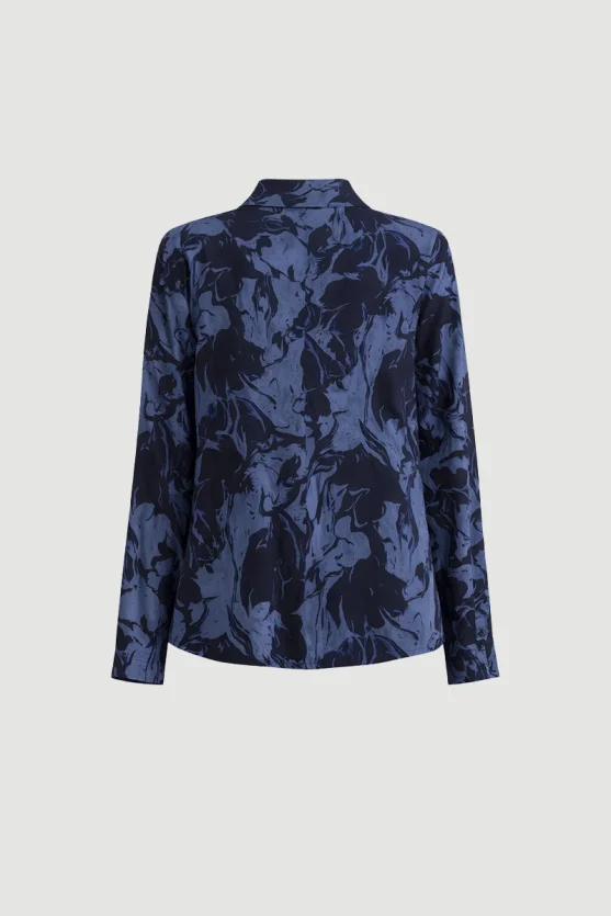 Anka Collection Patterned Viscose Blouse Navy Blue - 8