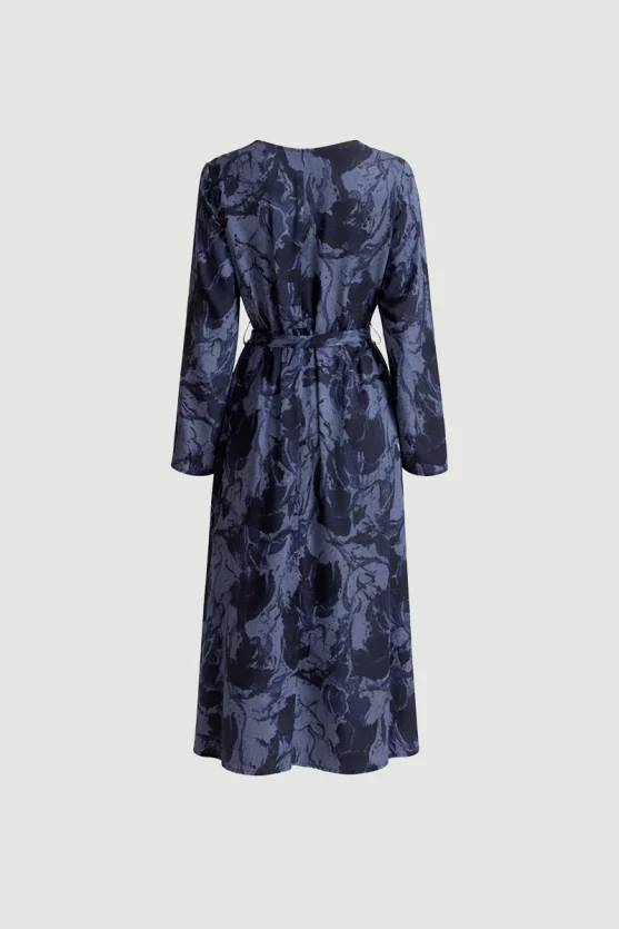 Anka Collection Patterned Viscose Dress Navy Blue - 8