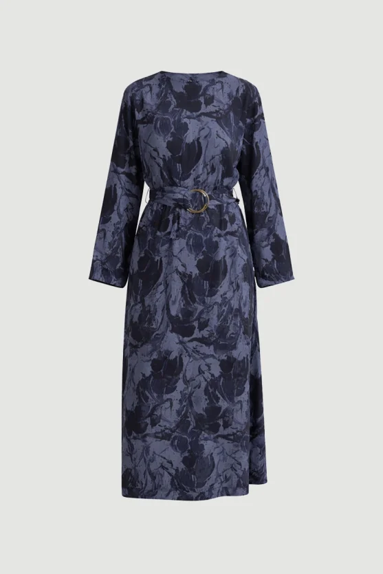 Anka Collection Patterned Viscose Dress Navy Blue - 7