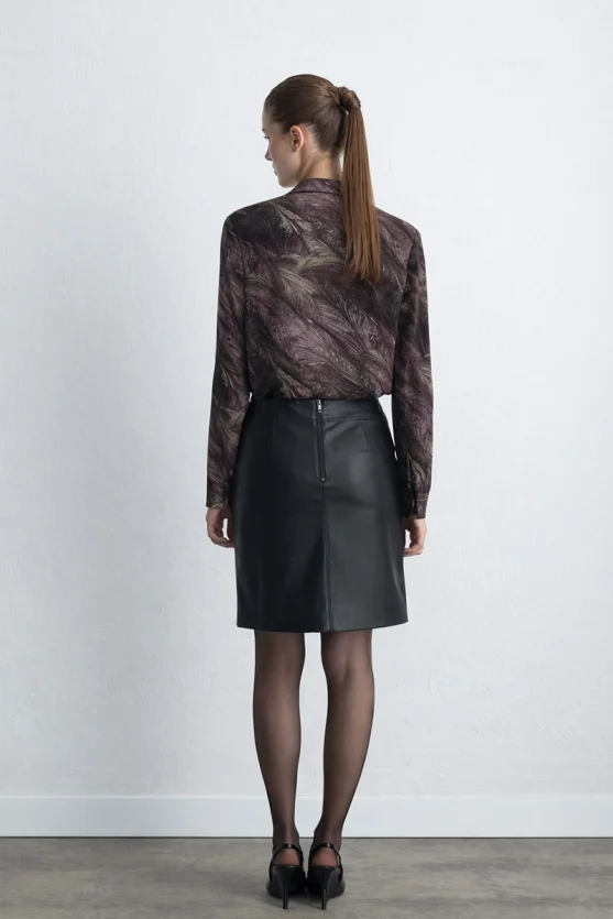 Anka Collection Shirt Collar Viscose Blouse Plum - 3