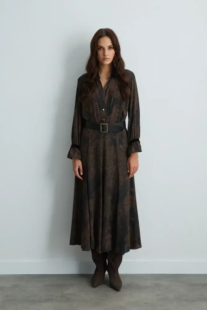 Anka Collection Velvet-Collared Shirt - Brown Brown