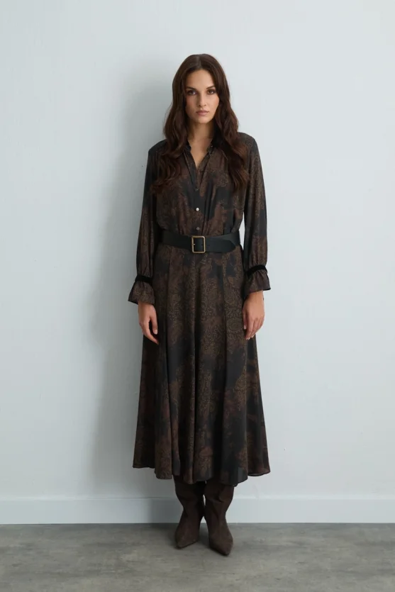 Anka Collection Velvet Collared Shirt Brown - Gusto