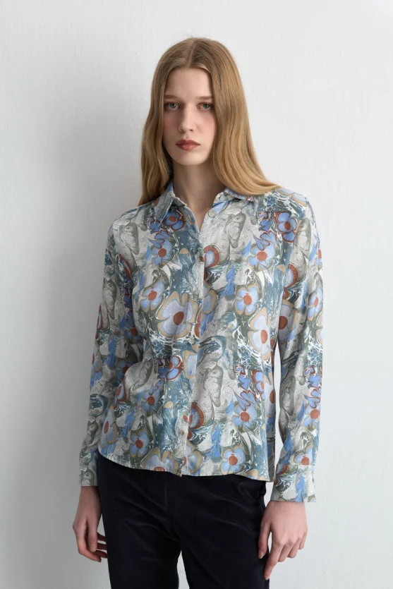 Anka Collection Viscose Shirt - Blue - 1