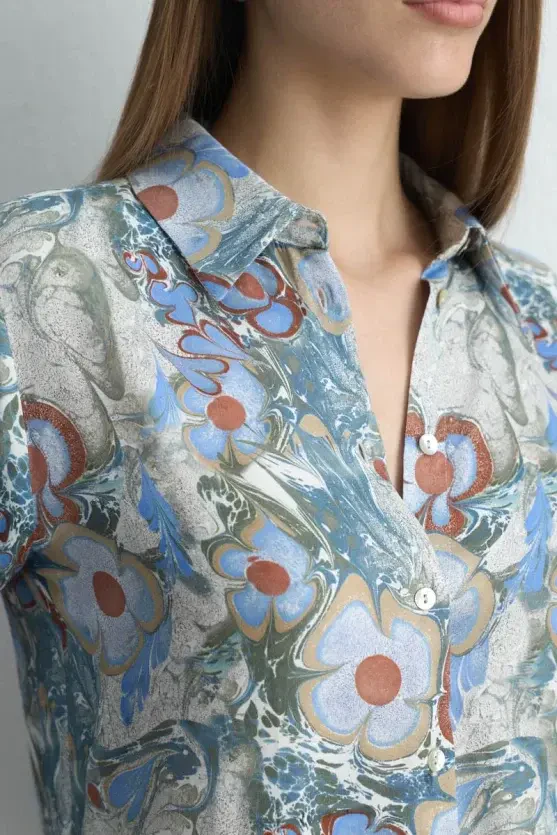 Anka Collection Viscose Shirt - Blue - Gusto