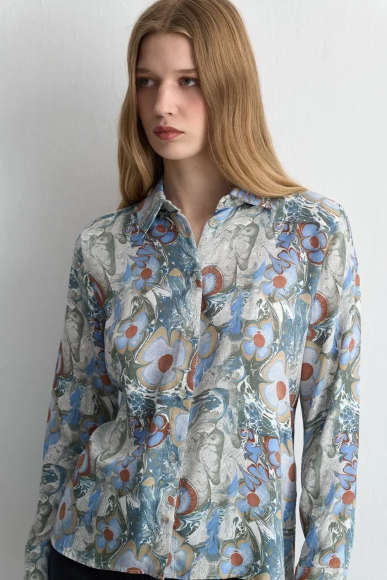 Anka Collection Viscose Shirt Blue - Gusto