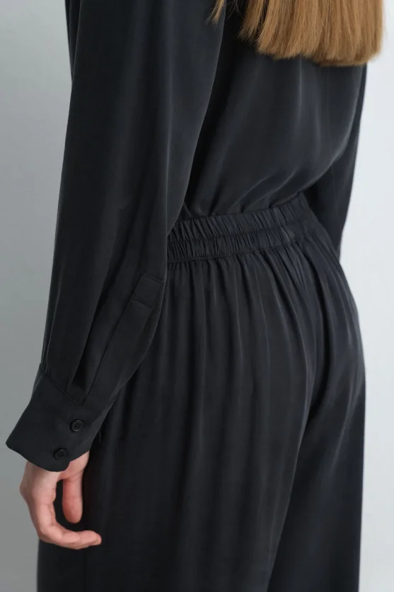 Anka Collection Wide Leg Lyocell Pants Black - Gusto